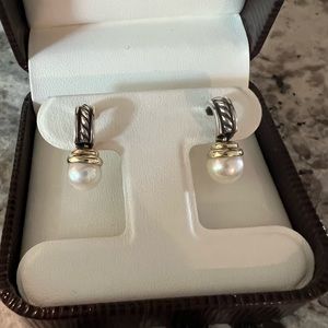 David Yurman Pearl Cable Hoop Earrings